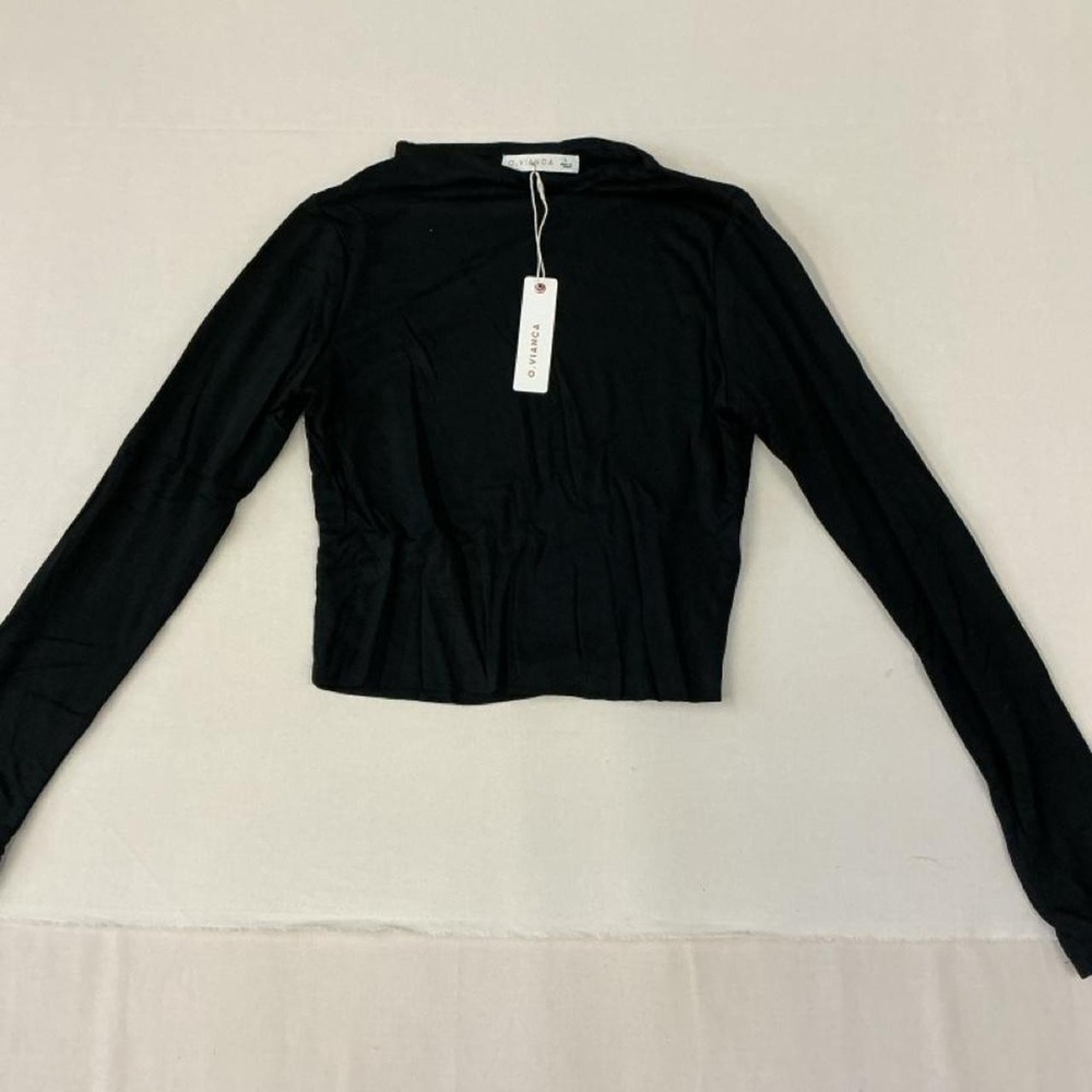 O.Vianca black‎ long sleeve crop top
